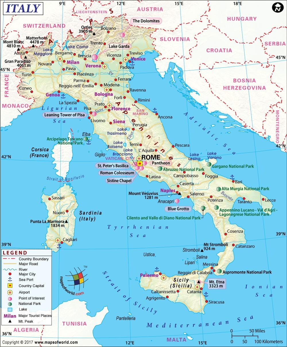 Kartta napoli italia ympäröivän alueen