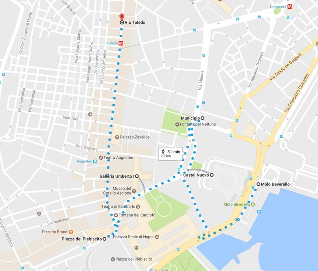 napoli walking tour kartta
